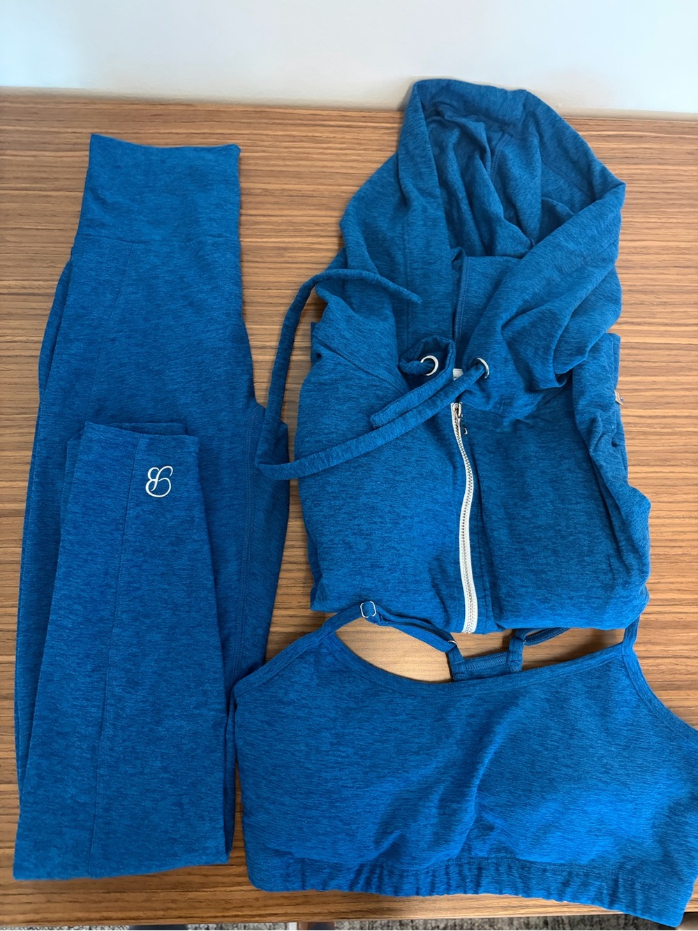 Bombshell Sportswear Azure Blue signature Jacket and lounge 3 Piece Set S/M
